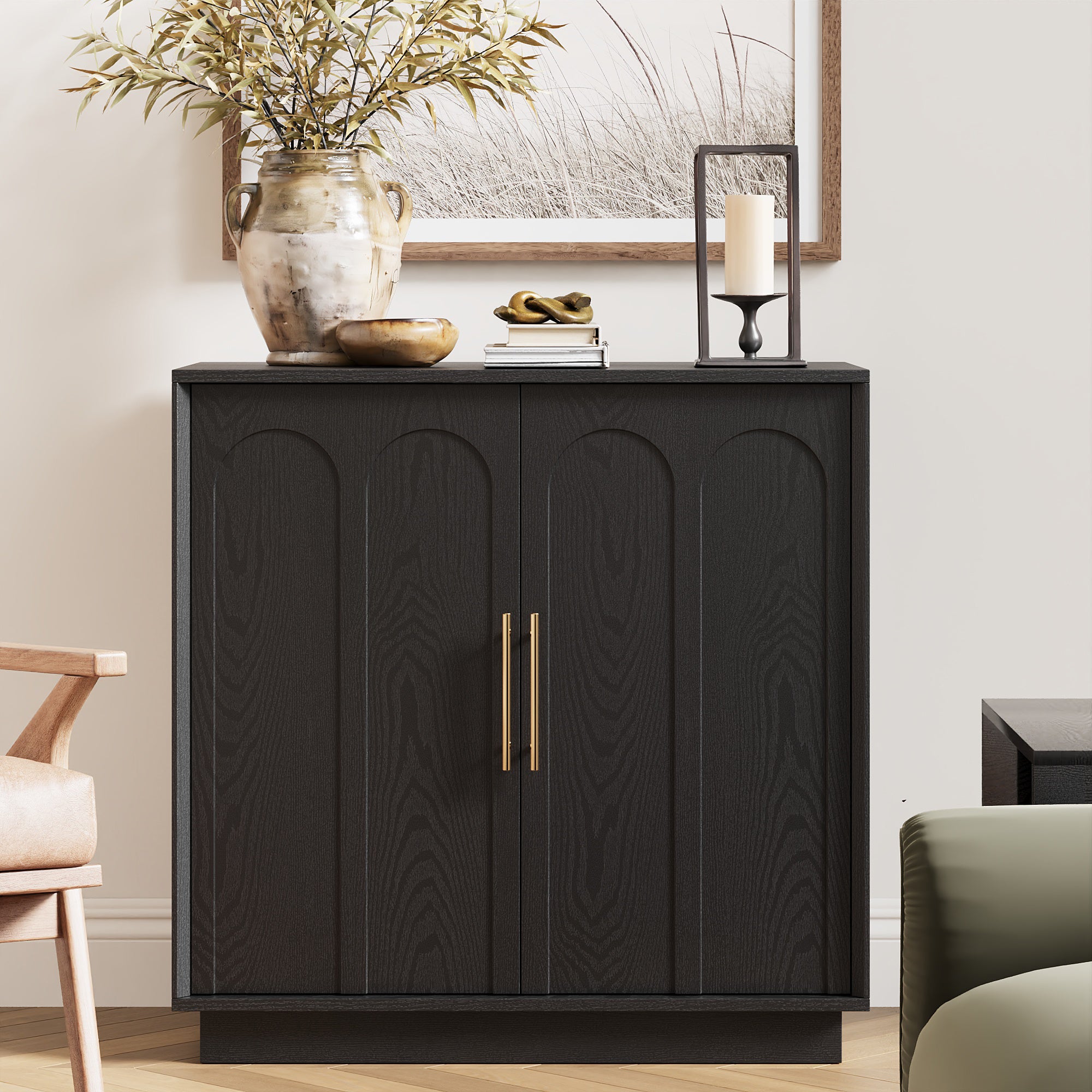 31.5" Sideboard Buffet Cabinet with Storage, Black