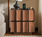 20.5" Fluted Nightstand with Charging Station, Walnut