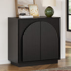 31.5" Small Buffet Cabinet with Storage, Arched Doors, Black