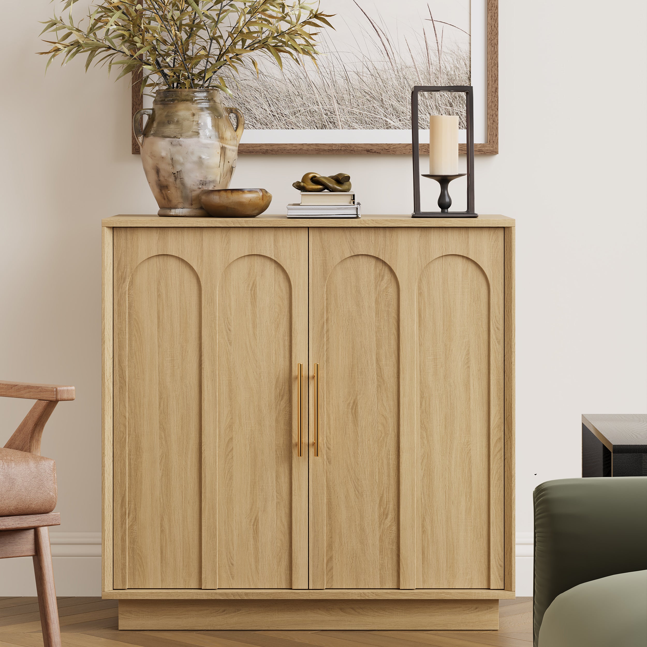 31.5" Sideboard Buffet Cabinet with Storage, OAK