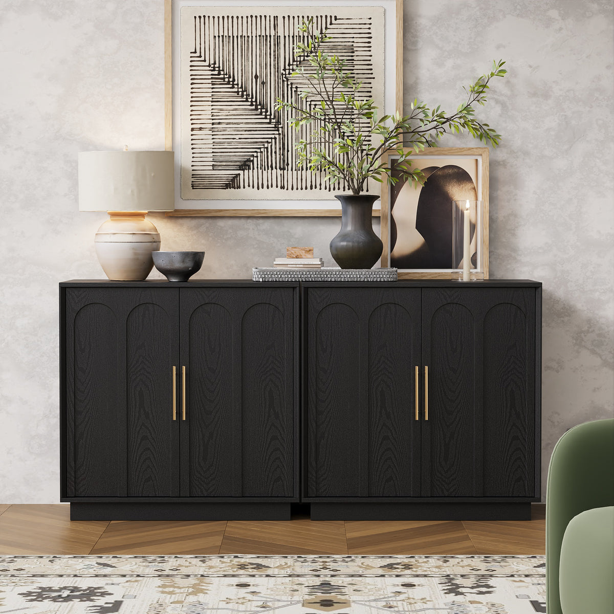 31.5" Sideboard Buffet Cabinet with Storage, Black