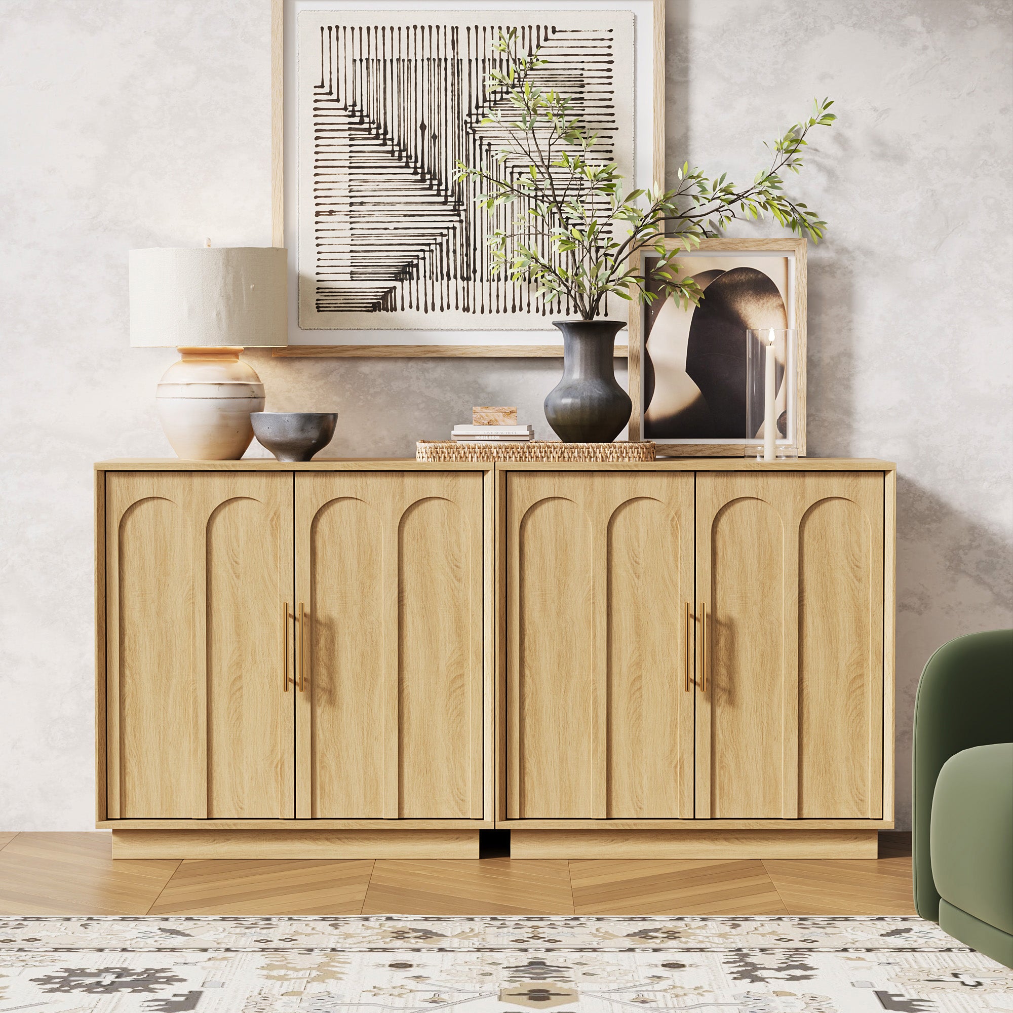 31.5" Sideboard Buffet Cabinet with Storage, OAK