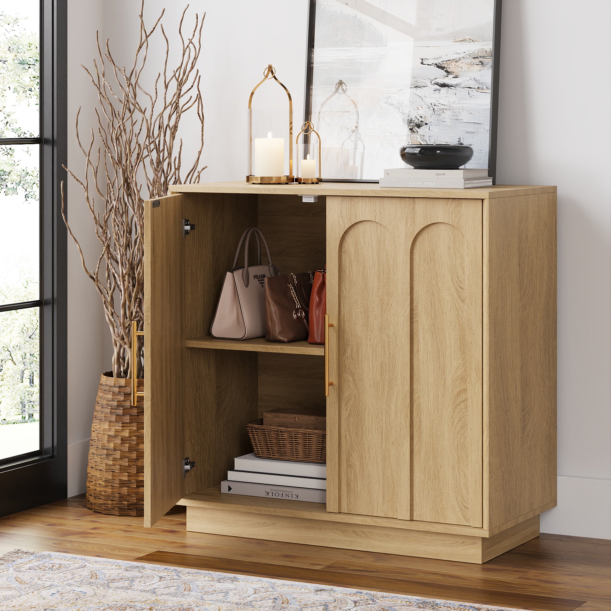 31.5" Sideboard Buffet Cabinet with Storage, OAK