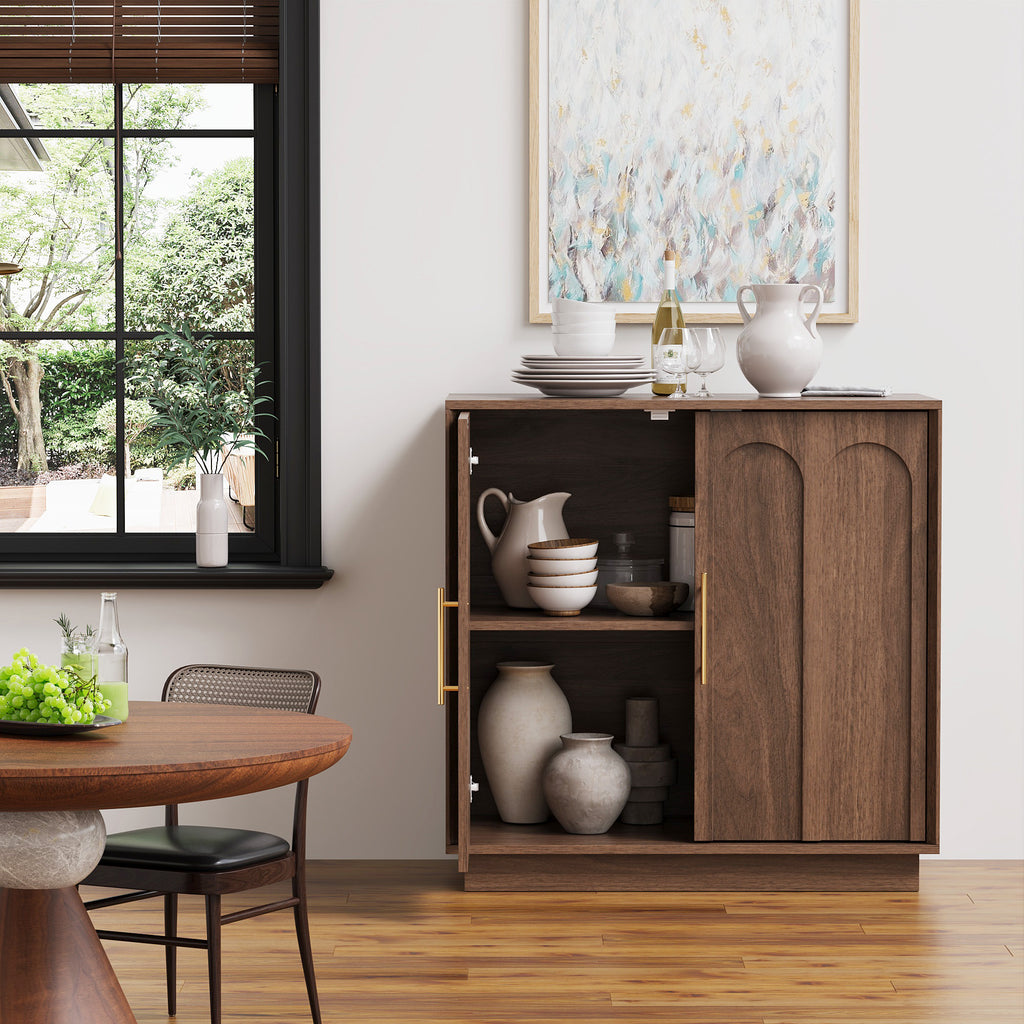 31.5" Sideboard Buffet Cabinet with Storage, Walnut