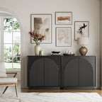 31.5" Small Buffet Cabinet with Storage, Arched Doors, Black