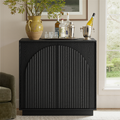 31.5" Small Buffet Cabinet with Storage, Arched Doors, Black