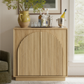 31.5" Small Buffet Cabinet with Storage, Arched Doors, OAK