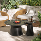 Nesting Coffee Table Set of 2 with Wood Grain Veneer, Black