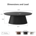 47.2" Oval Coffee Table with Faux Stone Veneer, Black