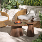 Nesting Coffee Table Set of 2 with Wood Grain Veneer, Walnut