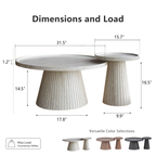 Nesting Coffee Table Set of 2 with Wood Grain Veneer, Stone