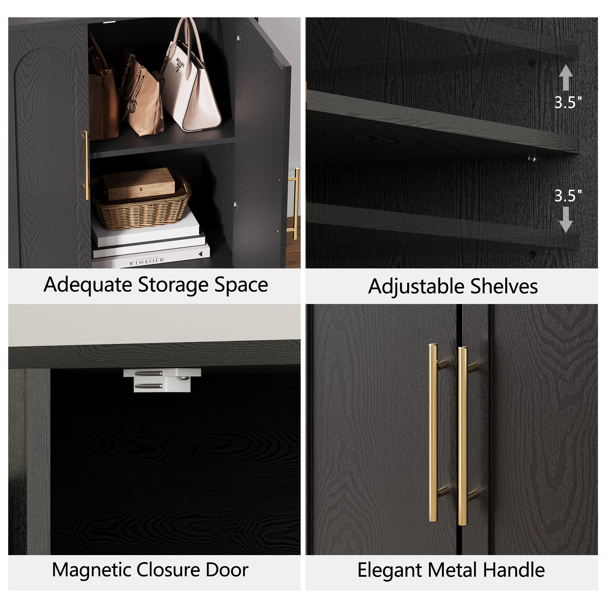 31.5" Sideboard Buffet Cabinet with Storage, Black