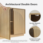 31.5" Small Buffet Cabinet with Storage, Arched Doors, OAK