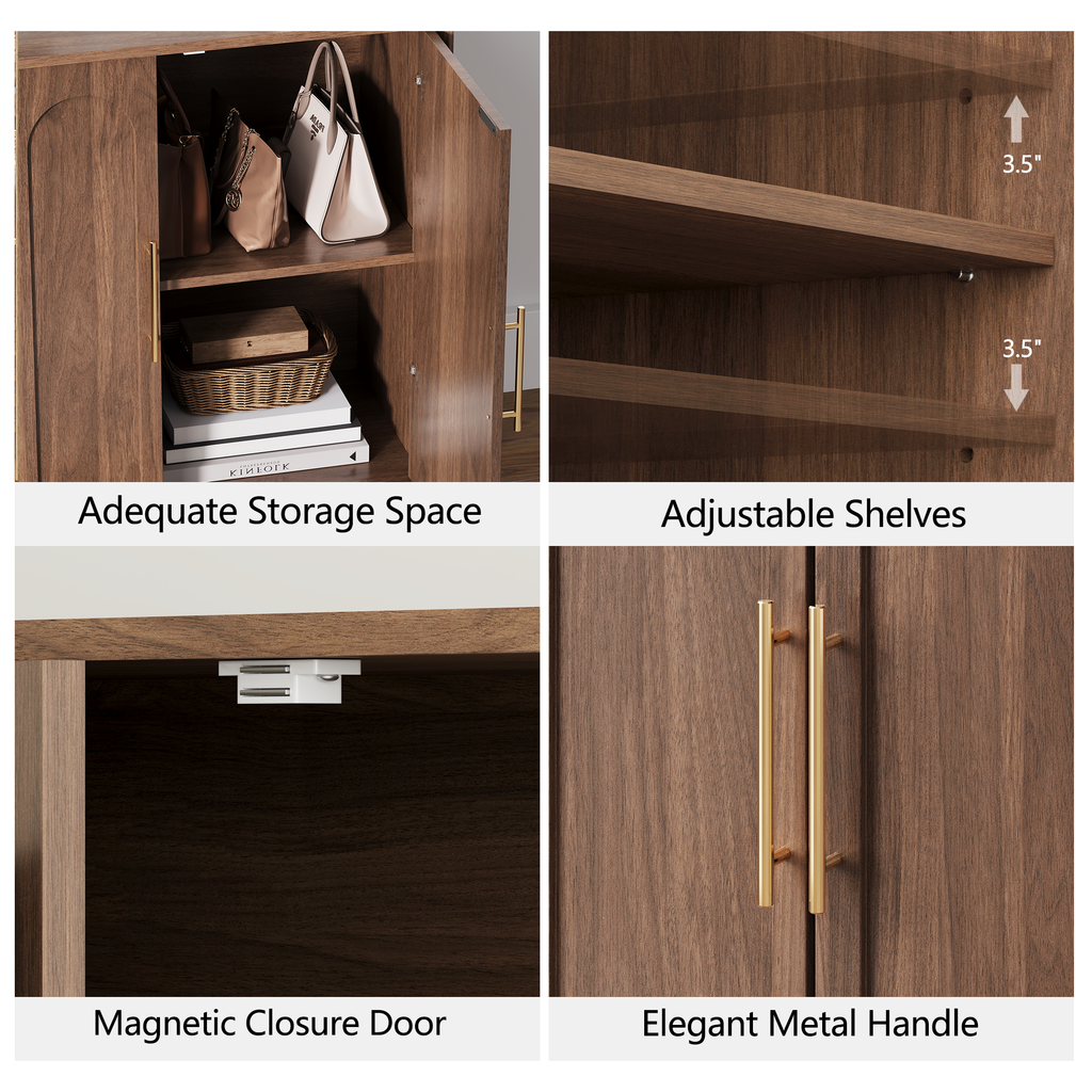 31.5" Sideboard Buffet Cabinet with Storage, Walnut