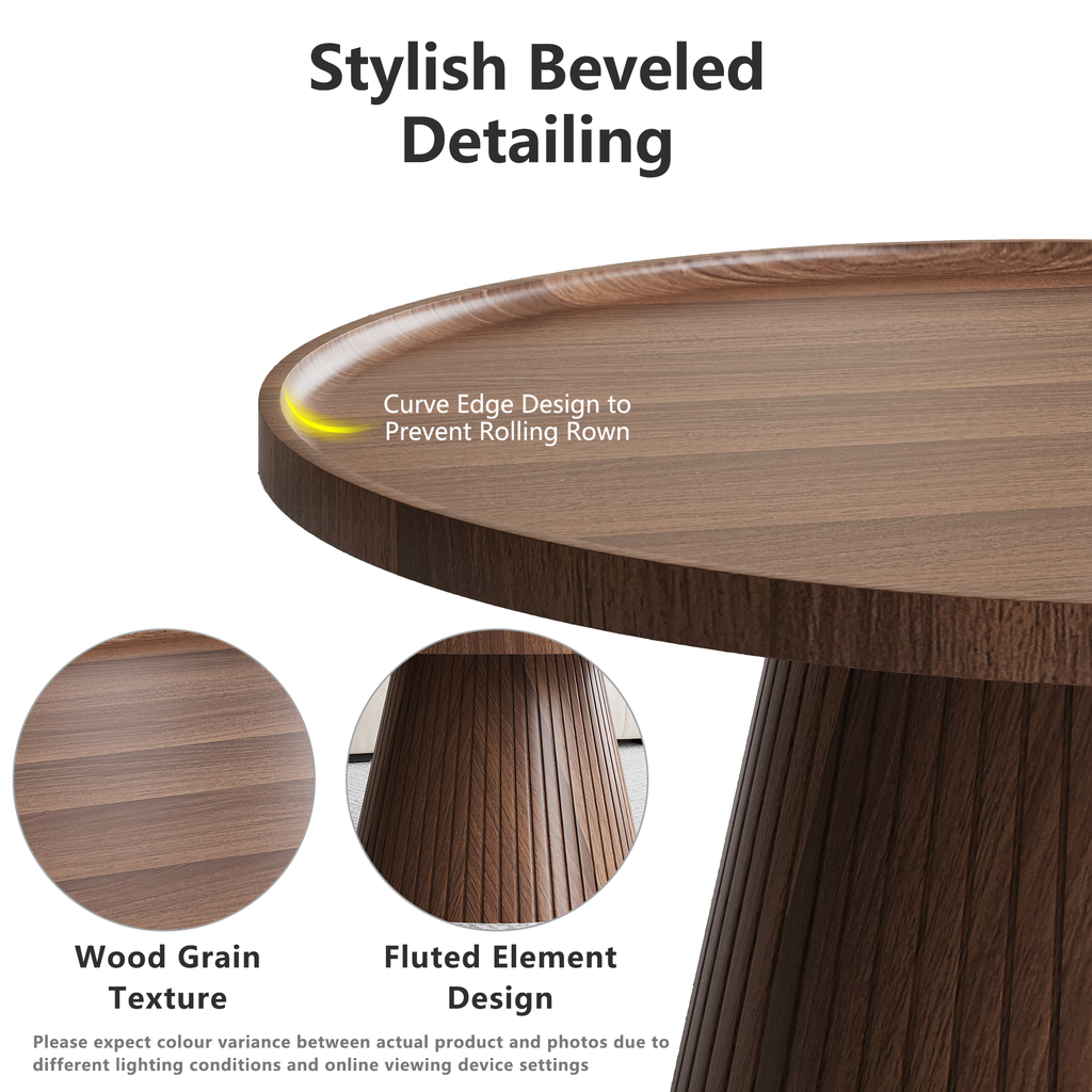 Nesting Coffee Table Set of 2 with Wood Grain Veneer, Walnut