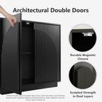 31.5" Small Buffet Cabinet with Storage, Arched Doors, Black