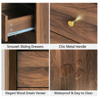 19.6" Nightstand with Charging Station, Walnut