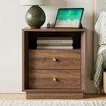 19.6" Nightstand with Charging Station, Walnut