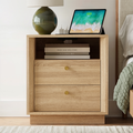 19.6" Nightstand with Charging Station, OAK
