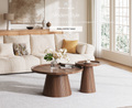 Nesting Coffee Table Set of 2 with Wood Grain Veneer, Walnut