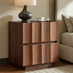 20.5" Fluted Nightstand with Charging Station, Walnut