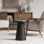 Nesting Coffee Table Set of 2 with Wood Grain Veneer, Black