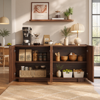 61.7" Fluted Sideboard Buffet Cabinet with Storage, Walnut