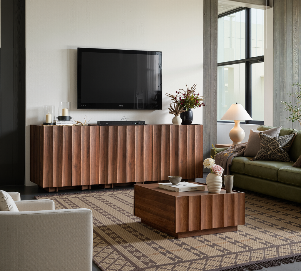 30.8" Fluted Sideboard Buffet Cabinet with Storage, Walnut