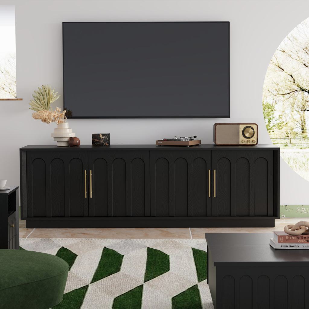 67" Modern TV Stand for 75 Inch TV Living Room, Black