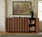 61.7" Fluted Sideboard Buffet Cabinet with Storage, Walnut