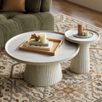 Nesting Coffee Table Set of 2 with Wood Grain Veneer, Stone