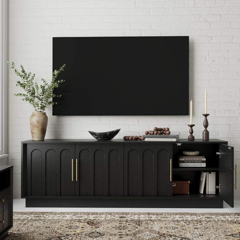 67" Modern TV Stand for 75 Inch TV Living Room, Black