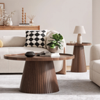 Nesting Coffee Table Set of 2 with Wood Grain Veneer, Walnut