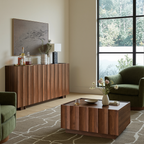 61.7" Fluted Sideboard Buffet Cabinet with Storage, Walnut