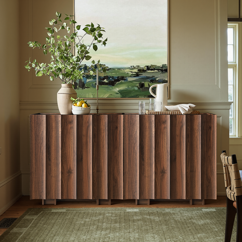 30.8" Fluted Sideboard Buffet Cabinet with Storage, Walnut