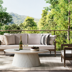 47.2" Oval Coffee Table with Faux Stone Veneer, Stone