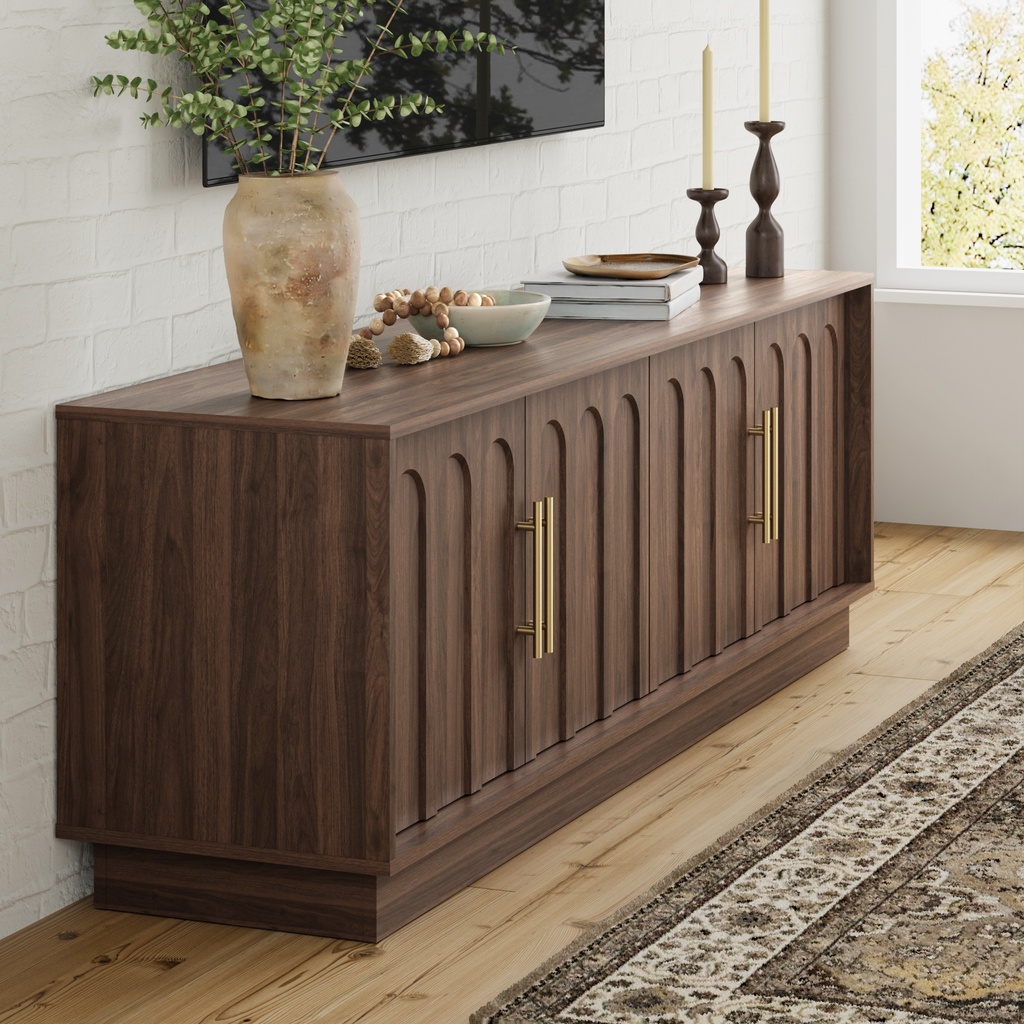 67" Modern TV Stand for 75 Inch TV Living Room, Walnut