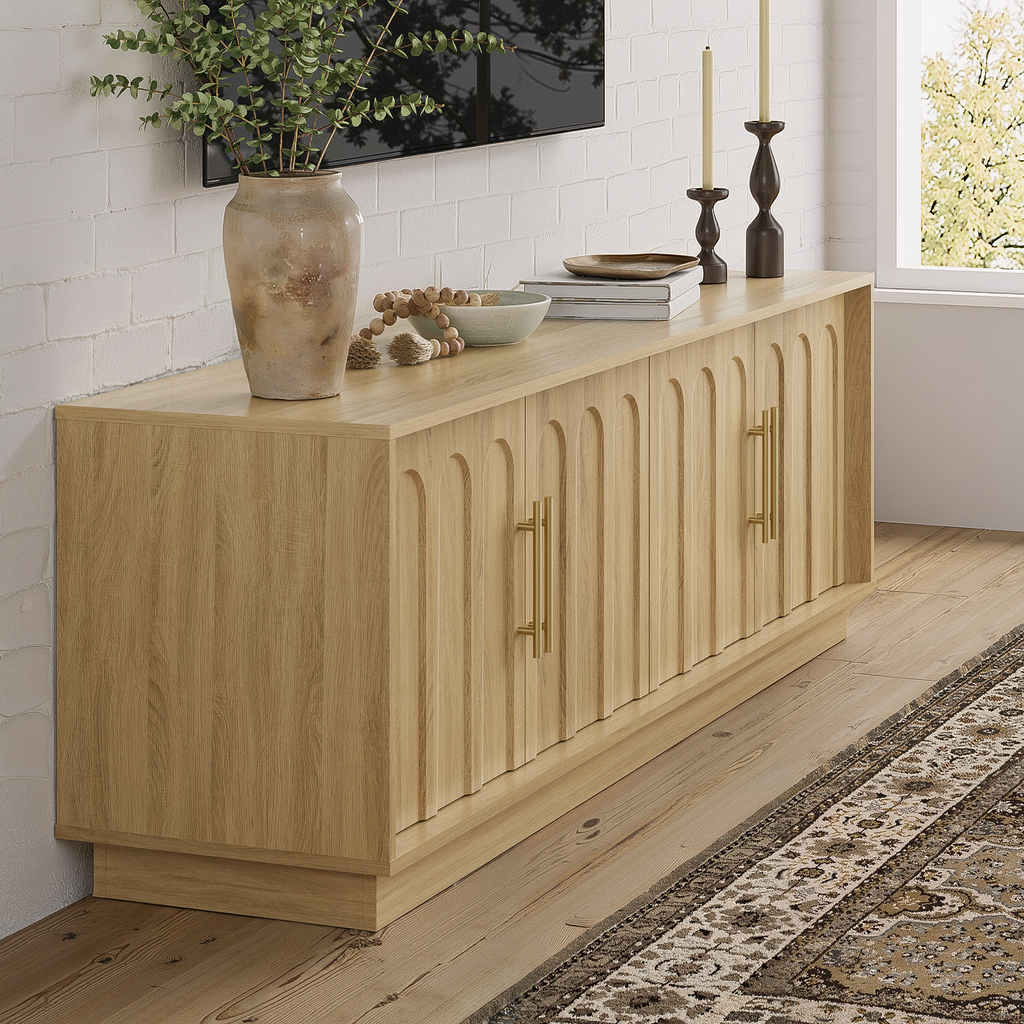 67" Modern TV Stand for 75 Inch TV Living Room, OAK