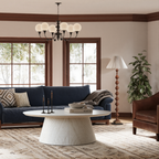 47.2" Oval Coffee Table with Faux Stone Veneer, Stone