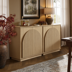 31.5" Small Buffet Cabinet with Storage, Arched Doors, OAK