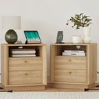 19.6" Nightstand with Charging Station, OAK