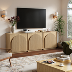 31.5" Small Buffet Cabinet with Storage, Arched Doors, OAK