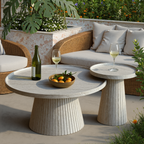 Nesting Coffee Table Set of 2 with Wood Grain Veneer, Stone