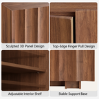 61.7" Fluted Sideboard Buffet Cabinet with Storage, Walnut